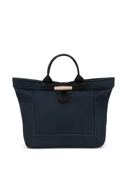 Longchamp: Голубая сумка-шоппер  Roseau