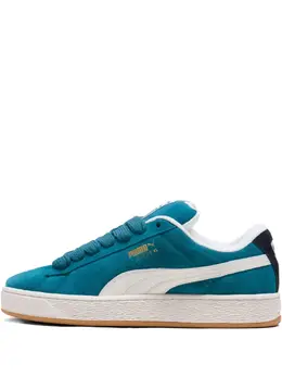 PUMA: Зелёные кроссовки  Suede