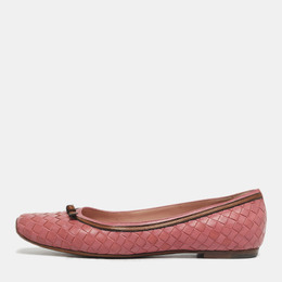 Bottega Veneta: Розовые балетки  Intrecciato