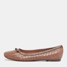 Bottega Veneta: Бежевые балетки  Intrecciato
