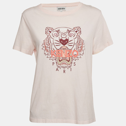 Kenzo: Розовая футболка  Tiger