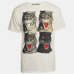 Gucci: Белая футболка  Tiger Head