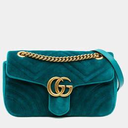 Gucci: Голубая сумка через плечо  GG Marmont