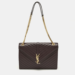 Saint Laurent Paris: Бордовая сумка  Monogram Envelope