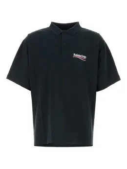 Balenciaga: Чёрное поло 