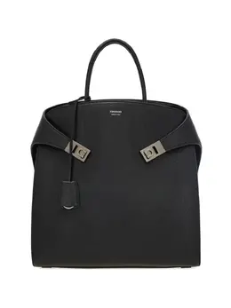 Ferragamo: Чёрная сумка-шоппер  Gancini