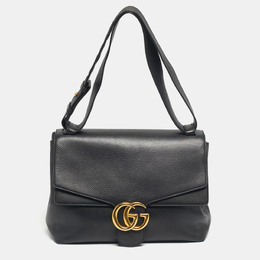 Gucci: Чёрная сумка  GG Marmont