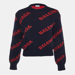 Balenciaga: Синий свитер  Navy