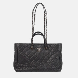 Chanel: Чёрная сумка-шоппер 
