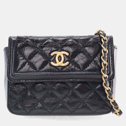 Chanel: Чёрная поясная сумка 