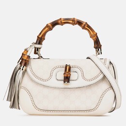 Gucci: Белая сумка  Bamboo