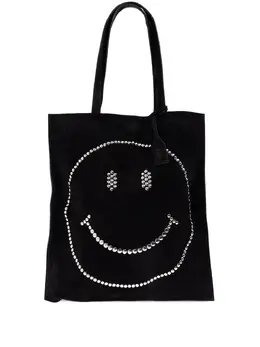 Moschino: Чёрная сумка-шоппер  Smiley