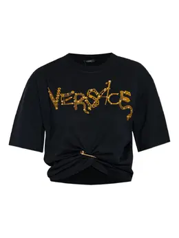 Versace: Чёрная футболка 