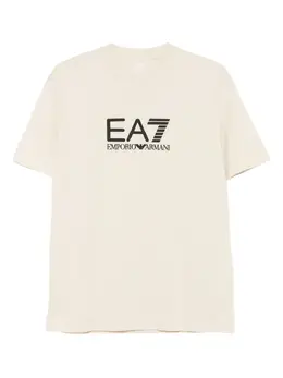 Ea7 Emporio Armani: Бежевая футболка 