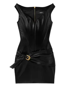 Versace: Кожаное платье 