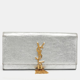 Saint Laurent Paris: Серебристый клатч  Kate