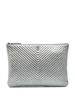 CHANEL Pre-Owned: Серебристый клатч 