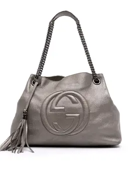 Gucci Pre-Owned: Серебристая сумка-шоппер 