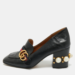 Gucci: Чёрные лоферы  GG Marmont