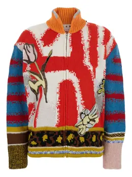 Marni: Красный кардиган 