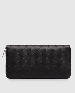 Bottega Veneta: Чёрный кошелёк  Intrecciato
