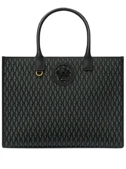 Versace: Чёрная сумка-шоппер  Monogram