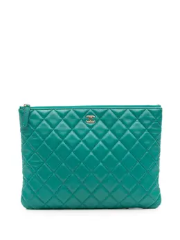 CHANEL Pre-Owned: Зелёный клатч 