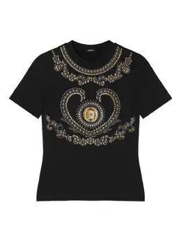 Versace: Футболка со стразами 