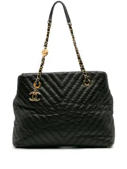 CHANEL Pre-Owned: Чёрная сумка-шоппер 
