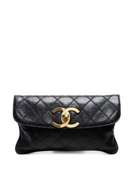 CHANEL Pre-Owned: Чёрный клатч 
