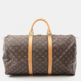 Louis Vuitton: Коричневая сумка на руку  Keepall 50
