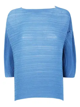 Pleats Please Issey Miyake: Голубая футболка 