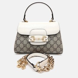 Gucci: Бежевая сумка  Horsebit 1955