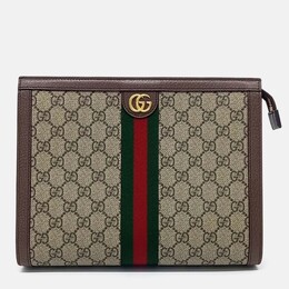 Gucci: Бежевый клатч  Ophidia