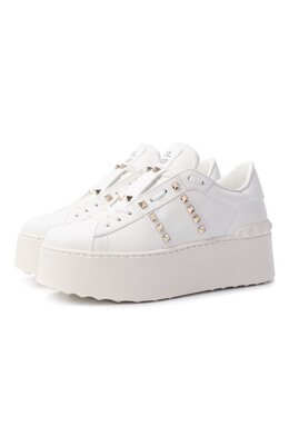 Valentino: Белые кеды  Rockstud Untitled