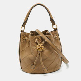 Tory Burch: Бежевая сумка  Fleming