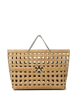 Tory Burch: Бежевая сумка-шоппер  Ella
