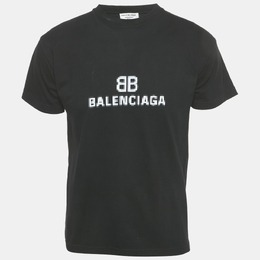 Balenciaga: Чёрная футболка  BB