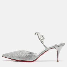 Christian Louboutin: Серебристые сабо 
