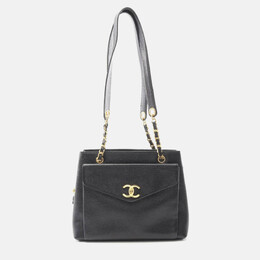 Chanel: Чёрная сумка-шоппер 