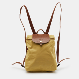 Longchamp: Бежевый рюкзак  Le Pliage