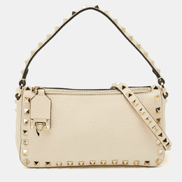 Valentino: Бежевая сумка через плечо  Rockstud