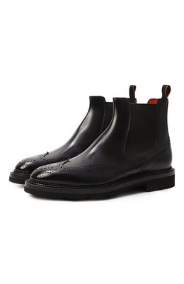 Santoni: Чёрные ботинки 
