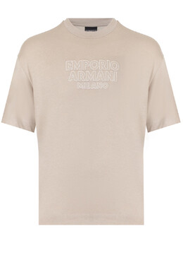 Emporio Armani: Бежевая футболка 