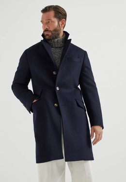 BRUNELLO CUCINELLI: Синее пальто 