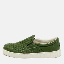 Bottega Veneta: Зелёные мокасины  Intrecciato