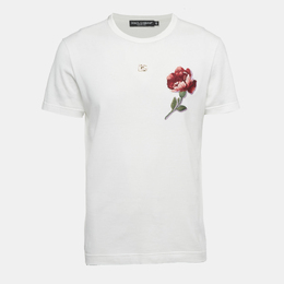 Dolce & Gabbana: Белая футболка  Rose