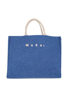 Marni: Голубая сумка-шоппер 