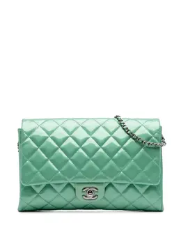 CHANEL Pre-Owned: Зелёный клатч 