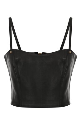 Balmain: Кожаный топ 